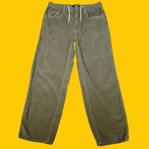 Monet Skateboards Corduroy Pants Mens 33 Olive Green Wide Leg Skate Streetwear